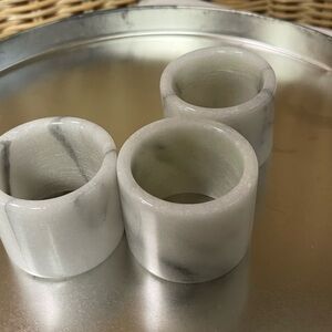 Vintage 3 White & Gray Marble Napkin Rings Replacement